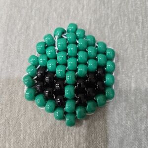 Green and Black Beaded Ring